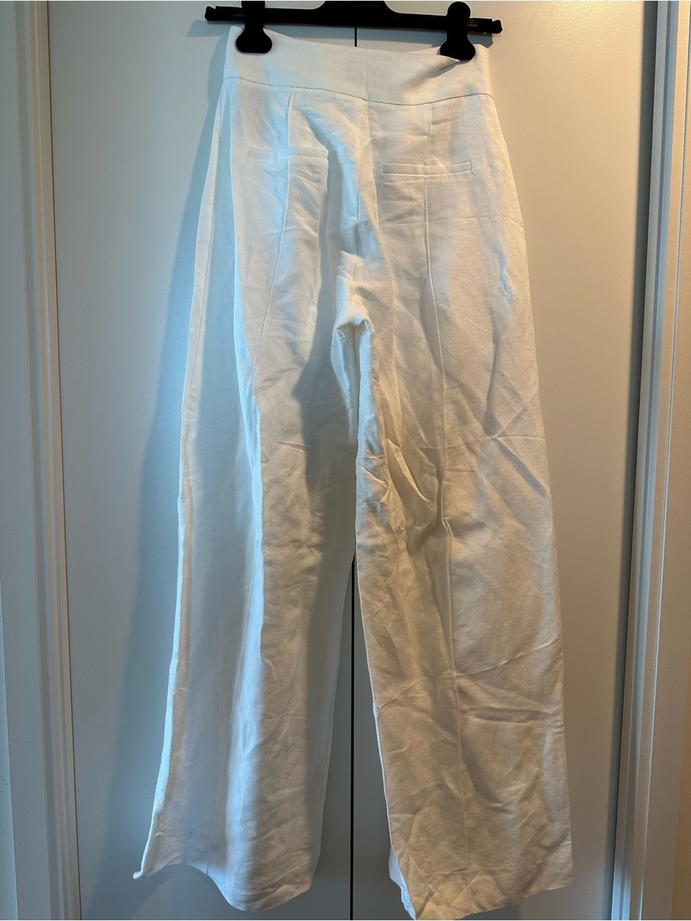 PAIGE Greyson White Linen Blend High Rise Wide Leg Pants Size XS - Picture 4 of 5